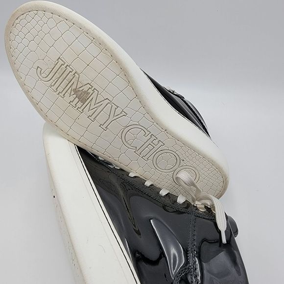 Jimmy Choo Patent Leather High Top Sneakers Black 42.5